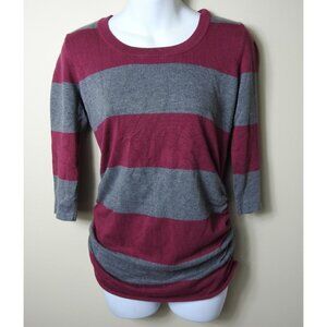 ink Rose Burgundy Gray Striped 3/4 Sleeve Top Size Small Women’s Maternity
